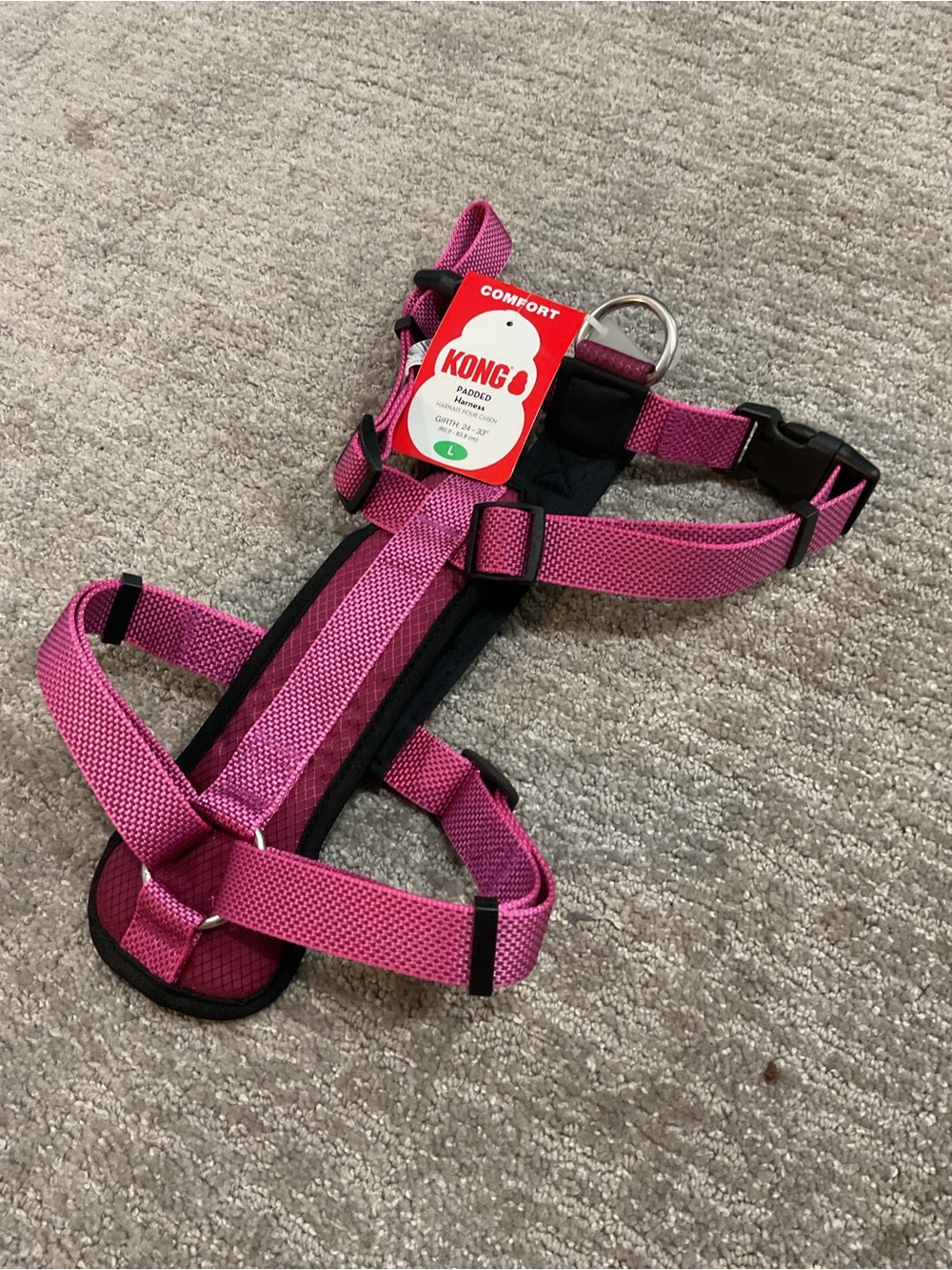 Kong Pink and Black Padded Dog Harness NWT